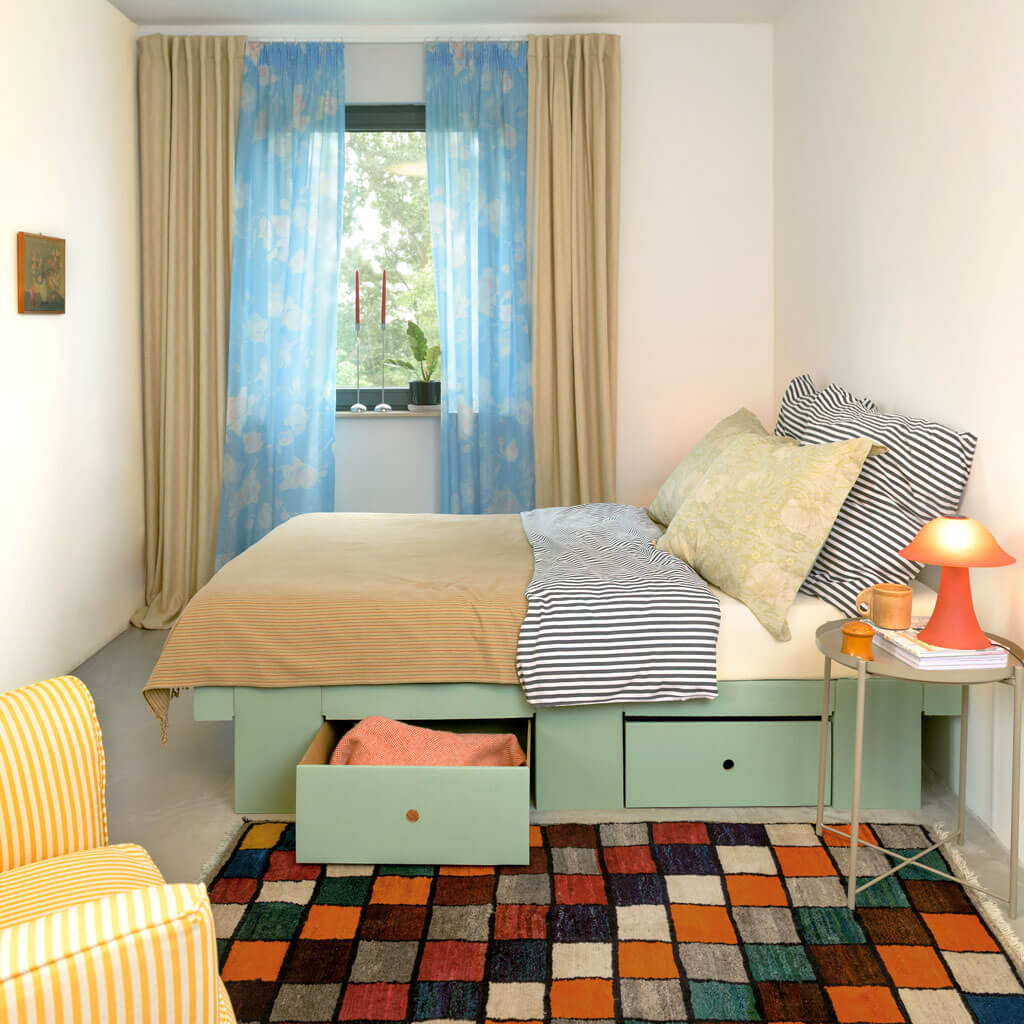 ROOM IN A BOX GRID Stauraumbett mit Schublade in salbei