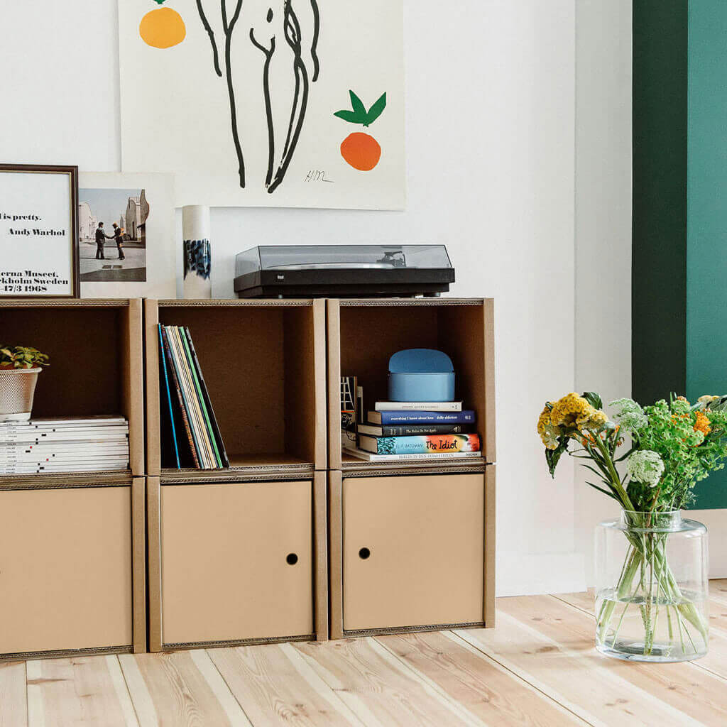 ROOM IN A BOX - Modulares Regal 2x3 mit Türen in natur