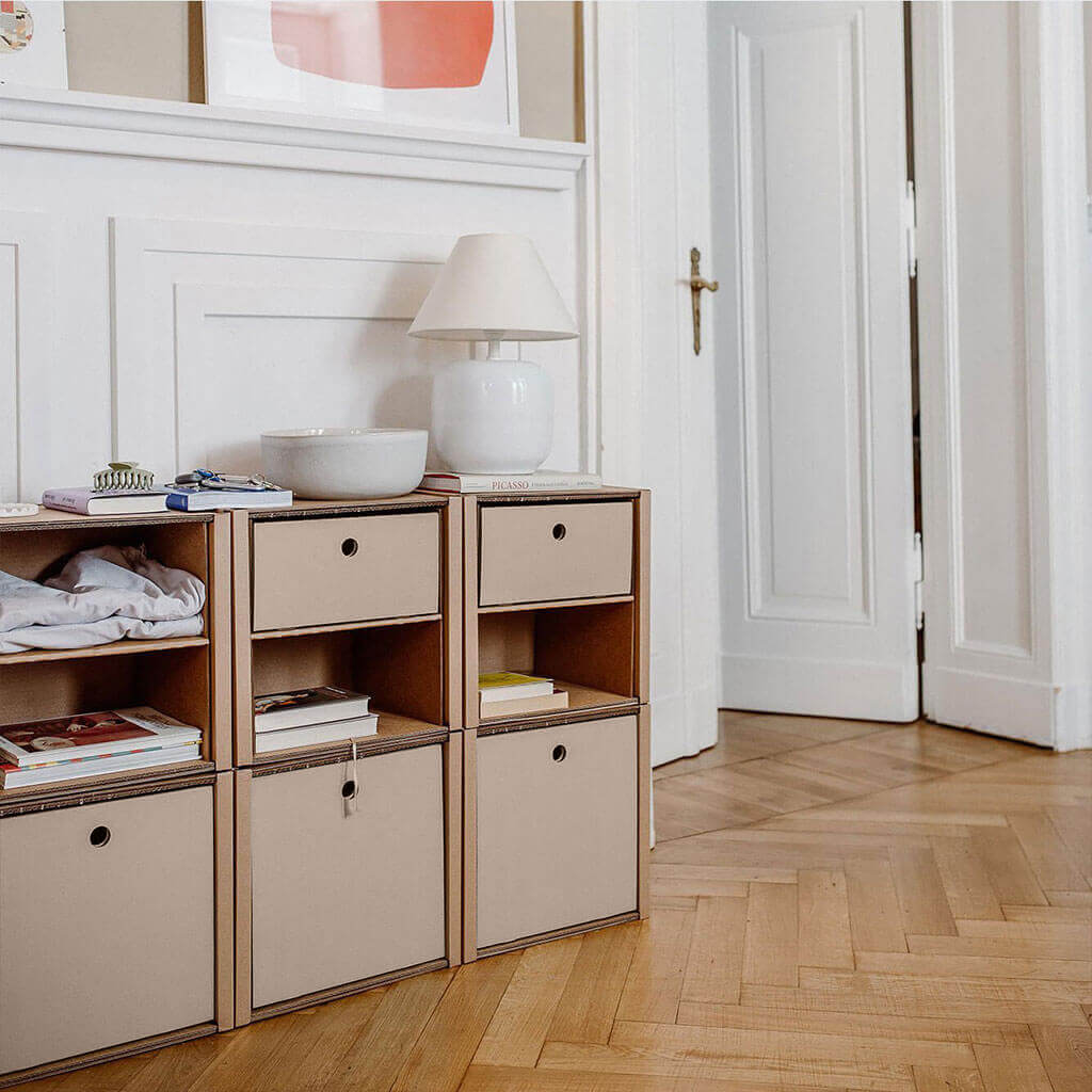 ROOM IN A BOX - Modulares Regal 2x3 mit Schubladen in natur