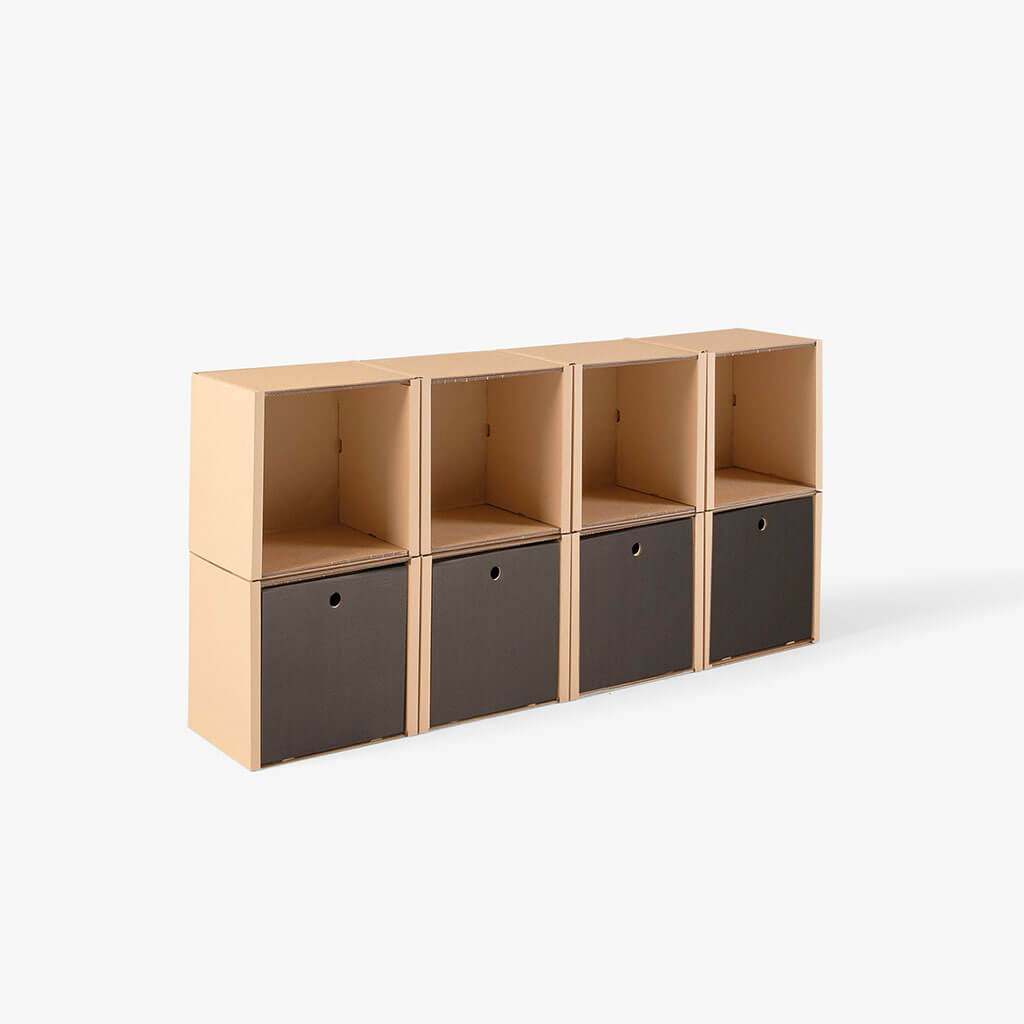 ROOM IN A BOX - Modulares Regal 2x4 mit 4 Schubladen schwarz